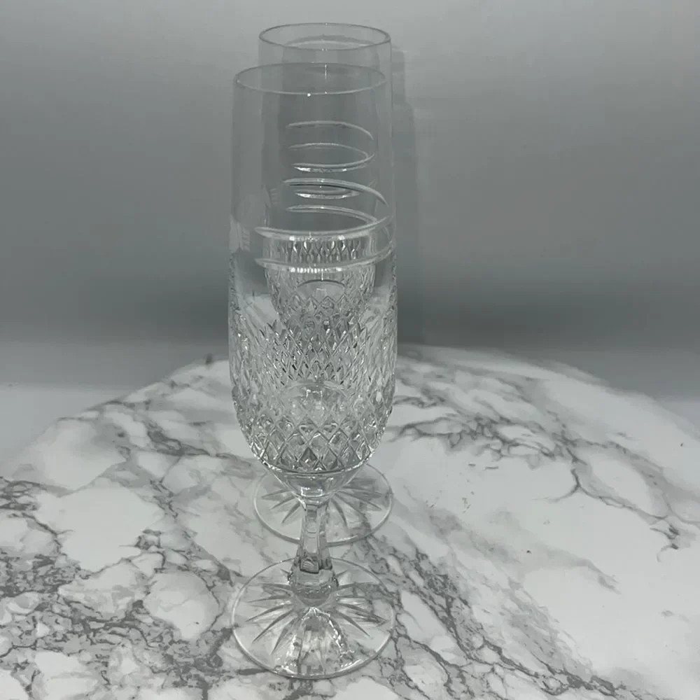 GALWAY CRYSTAL Champagne Flutes Claddagh Etched